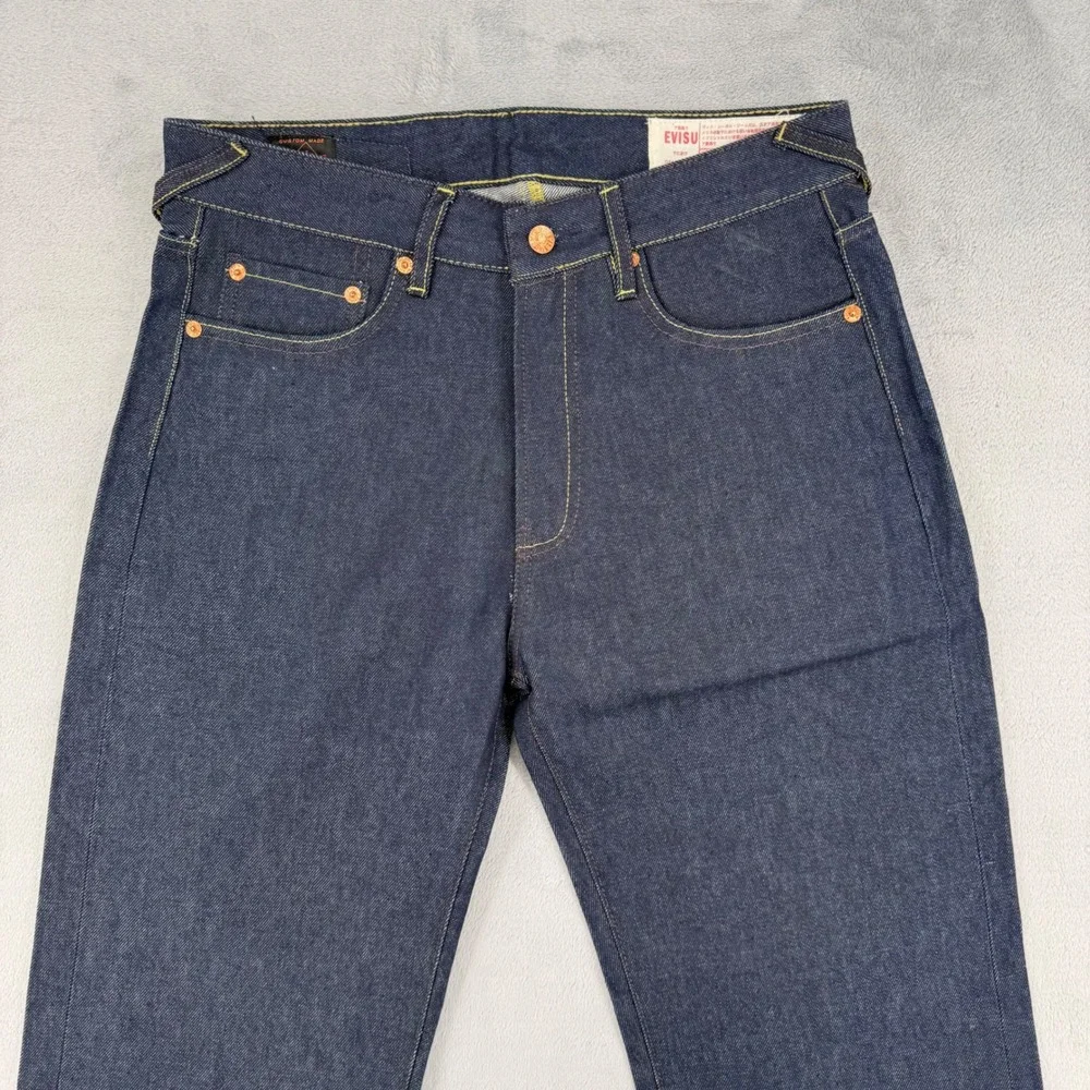 Evisu Osaka Japan Men Raw Denim Jeans Size 30 Dark Wash Wave Graphic Japan Made